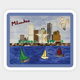 Milwaukee Skyline with Sailing Boats Sticker